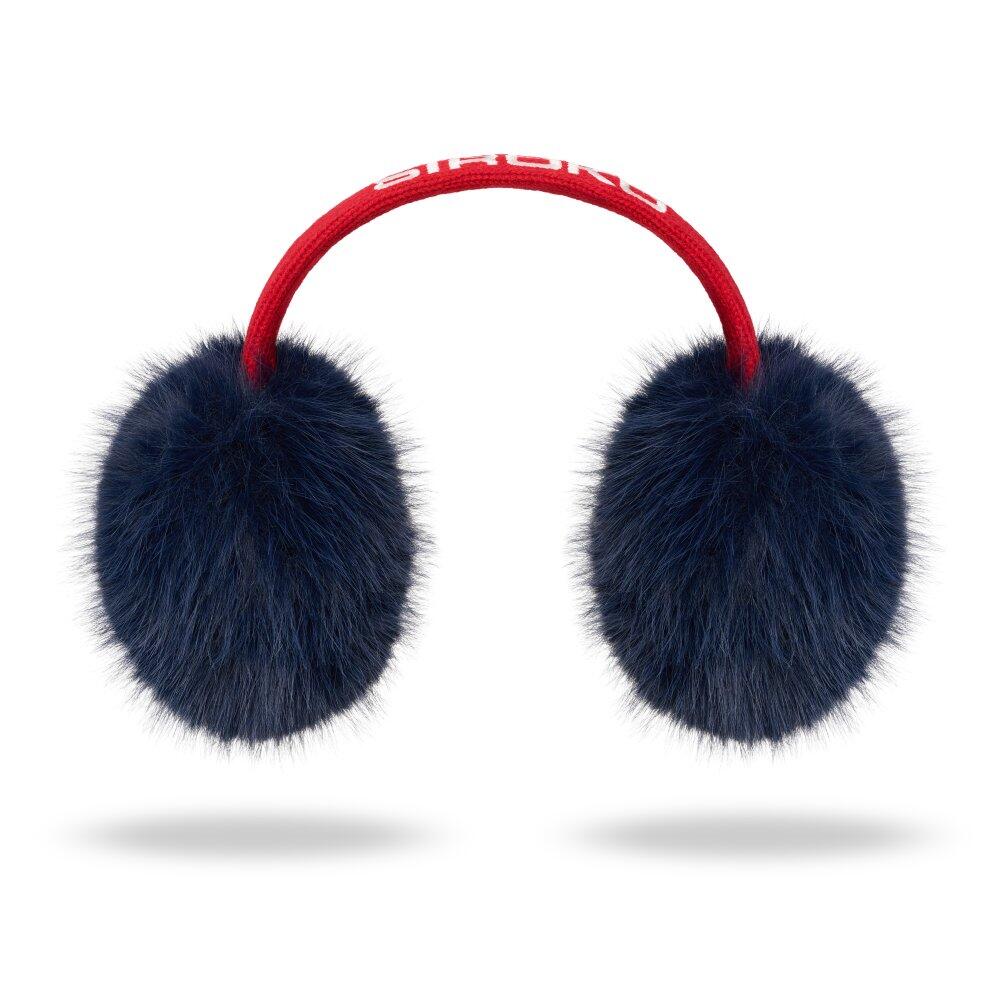Cache-oreilles de ski rétro en fausse fourrure Homme et Femme Montchat Blue Ble 2/6