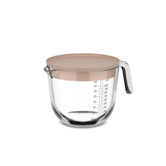 Glas Messbecher mit Deckel Chef it - Hochwertiges Glas - 1l - Coral