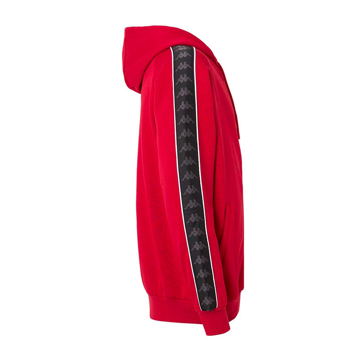 Felpa con zip da uomo in cotone rosso da streetwear sportivo 3/4