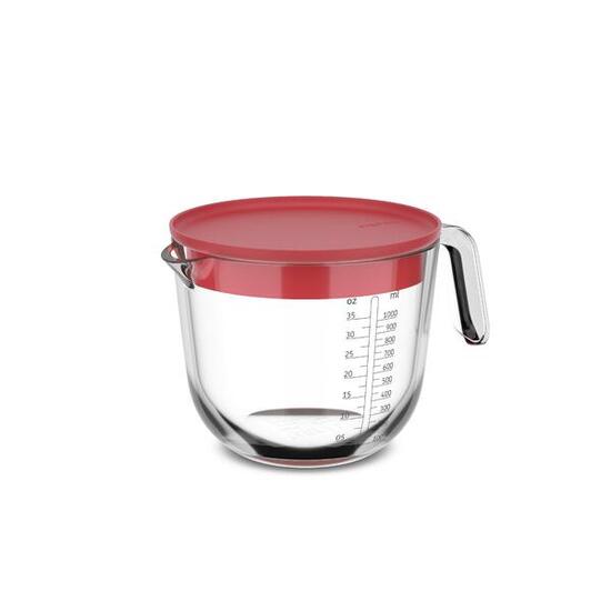 Glas Messbecher mit Deckel Chef it - Hochwertiges Glas - 1l - Coral