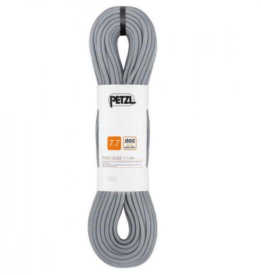 Corde à double Petzl Paso Guide 7,7 mm Dry 60 m gris pour alpinisme