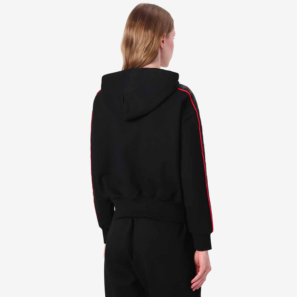 Felpa con zip da donna in cotone nero da streetwear sportivo 5/7