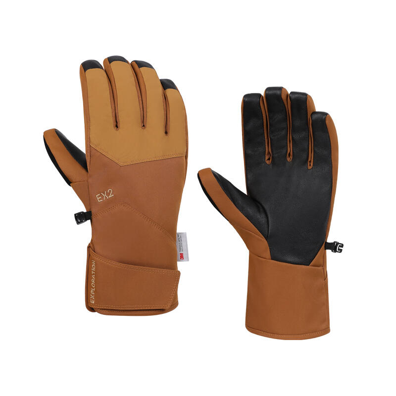 3M Cotton Waterproof Goat Leather Ski Gloves 866113 - Light Brown