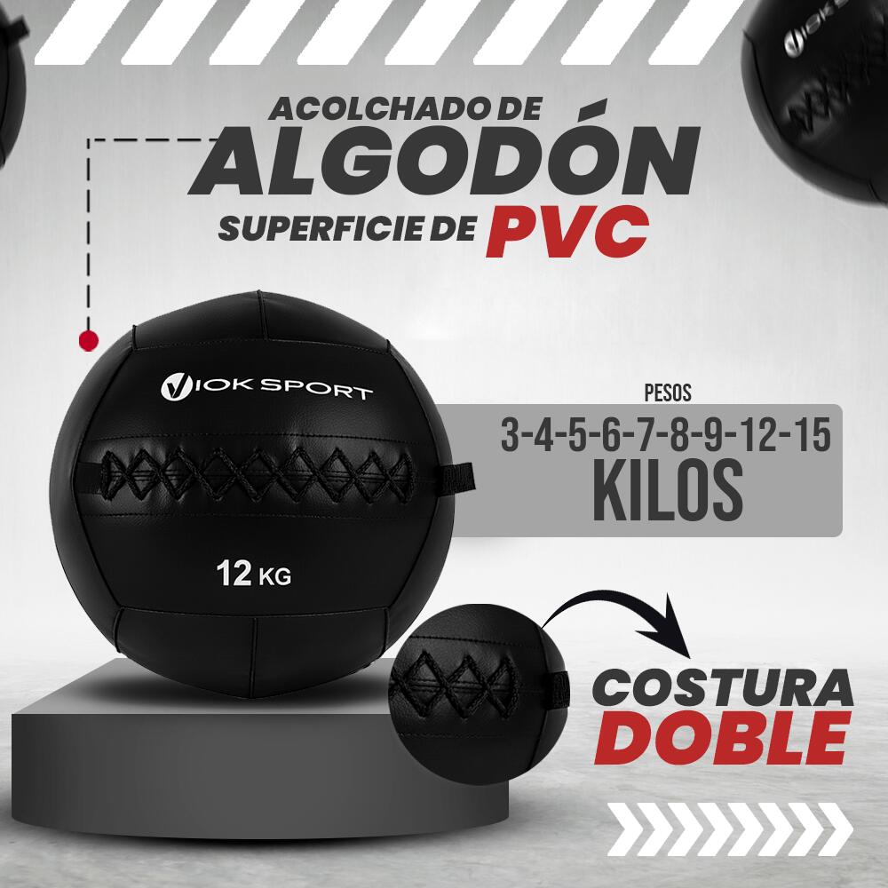 Wall ball 15kg doble costura Viok Sport 4/6