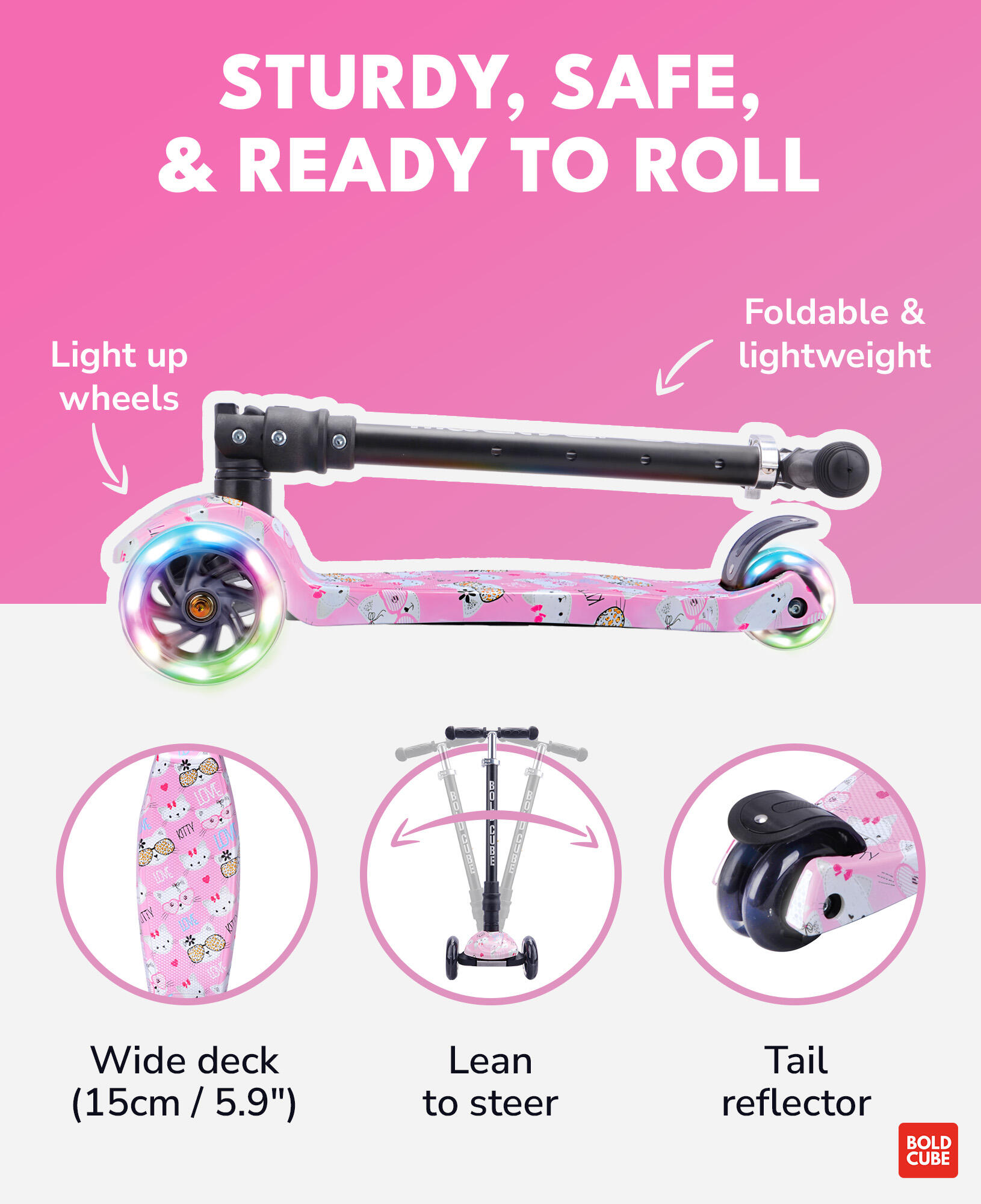 Trottinette / Grande trottinette à 3 roues, Cat Love 2/7