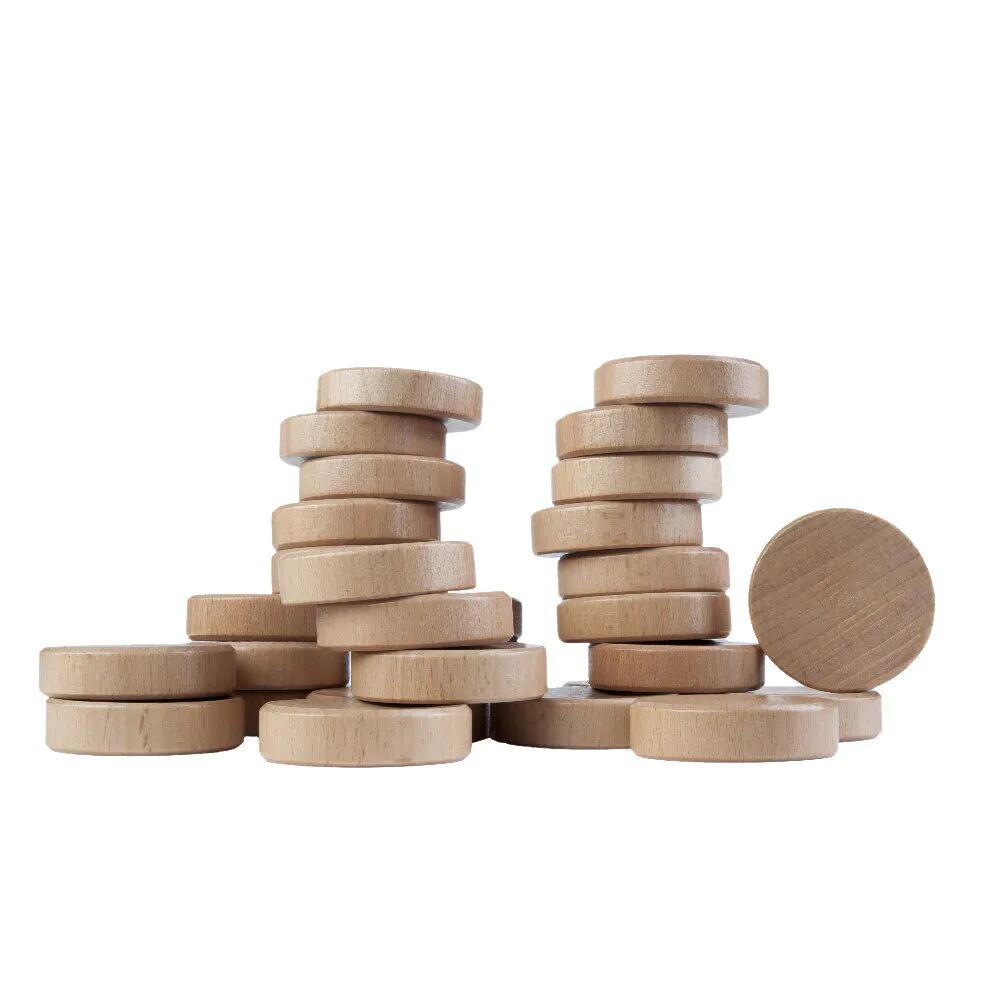 Set de 30 discos de sjoel de abedul 52 mm, cóncavos para mejor deslizamiento. 3/4