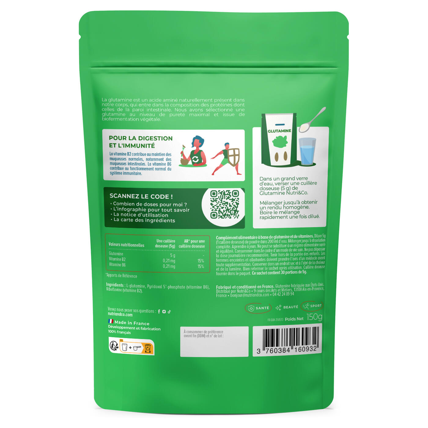 L-Glutamine en poudre - 150g - Goût Neutre 2/4