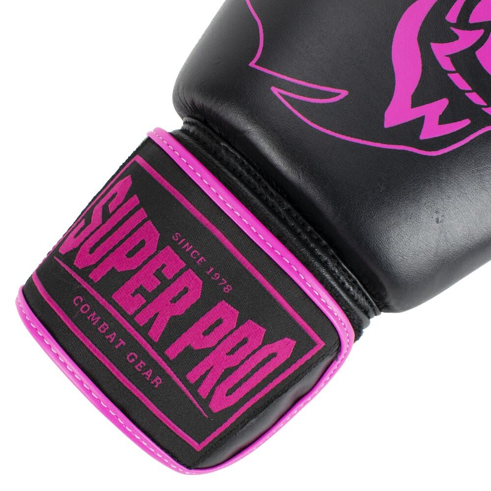 Gants de boxe en cuir - Warrior SE - Noir/Rose 4/6