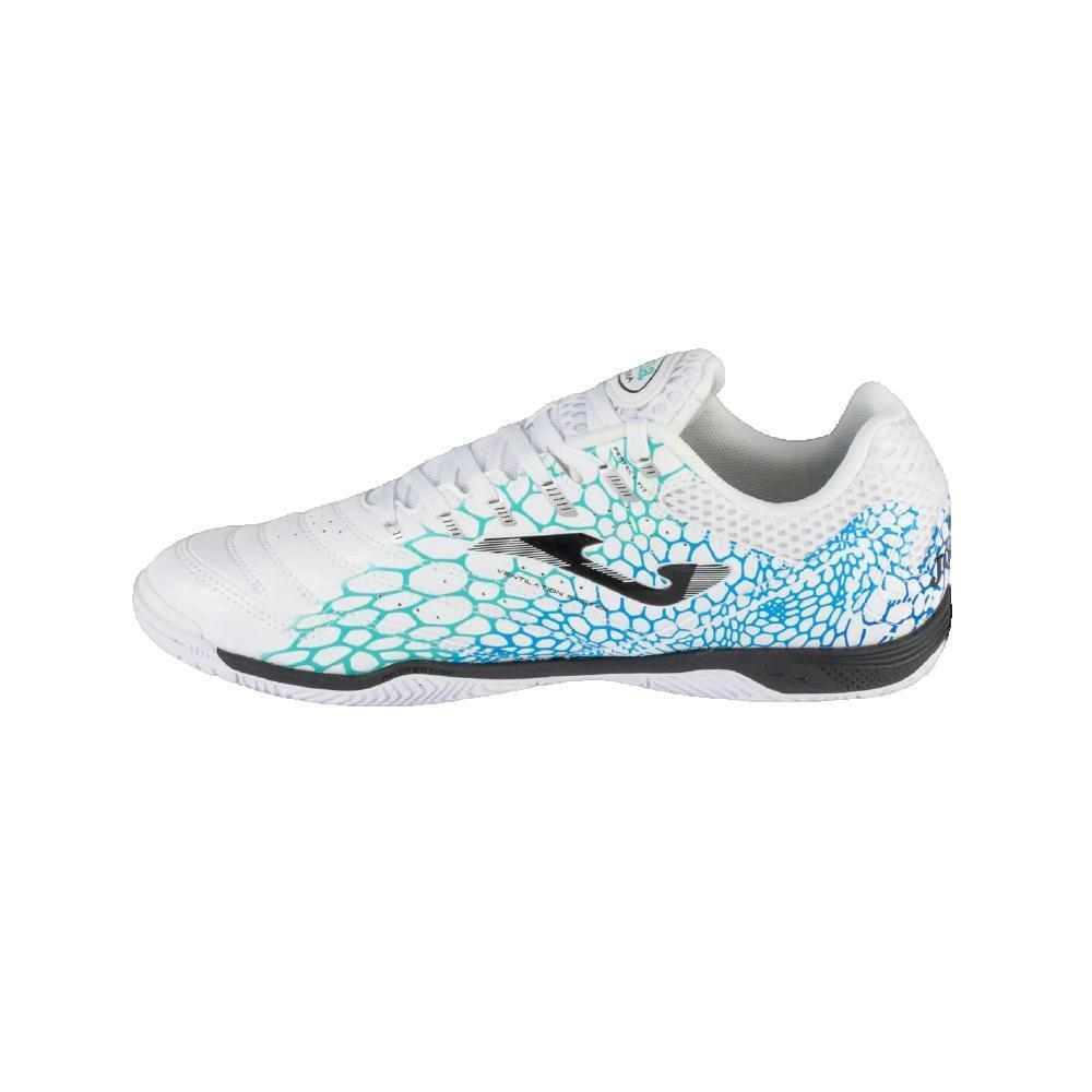 Chaussures De Football En Salle Joma Evolution JR Pour Enfant - Blanc, Semelle Caoutchouc, Fermeture Bungee