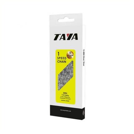 Taya ketting 408h 1/2x3/32 1-speed zwart/zwart 112 schakels hangkaart