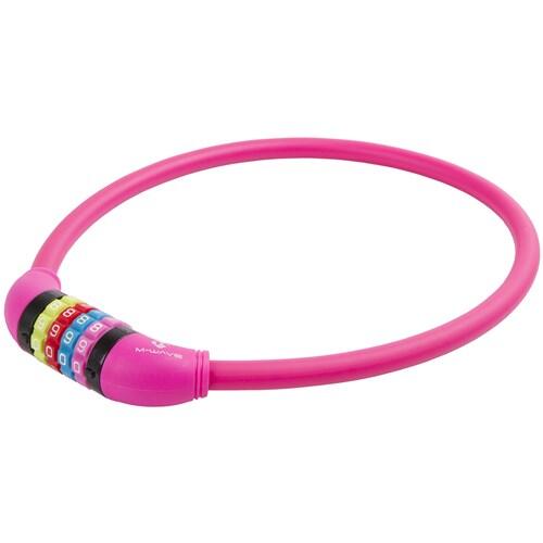 M-Wave silicone combination cable lock — Pink, 65 cm x 12 mm.