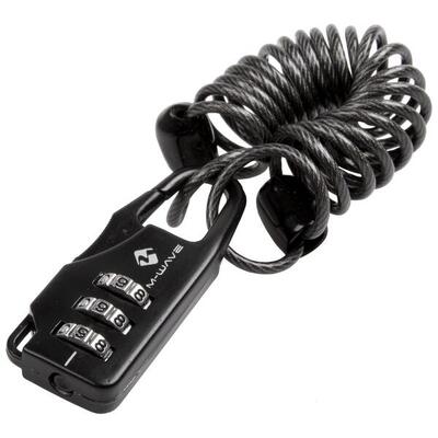 Cavo a spirale M-Wave con lucchetto a combinazione 3 cifre 3x1200mm nero.
