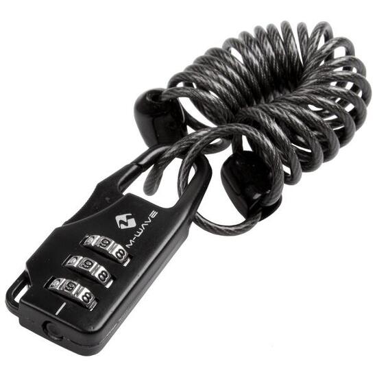 Cavo a spirale M-Wave con lucchetto a combinazione 3 cifre 3x1200mm nero.