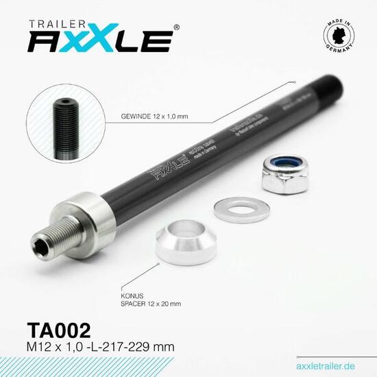 Asse passante Bobike Radoxx per rimorchio M12x100 217-229 mm.