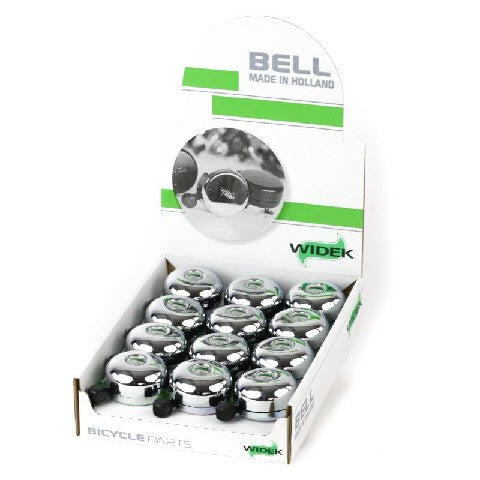Campanello bici Widek in rame con battacchio in plastica e cupola cromata. 1/1