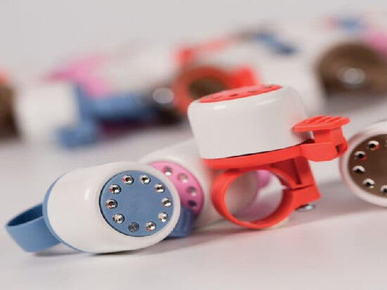 Campanello bici Widek Bling-Bling bianco e pastello metallo.