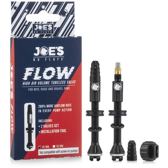 Joe's No Flats tubeless ventiel 45 mm hoog luchtvolume 2 stuks.