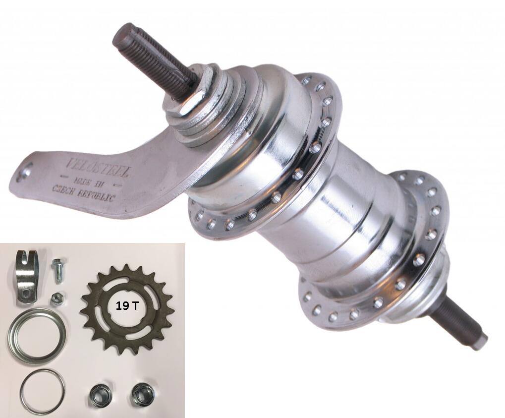 FAVORITE Mozzo freno Favorit Velosteel 36 fori, argento, asse 165 mm.