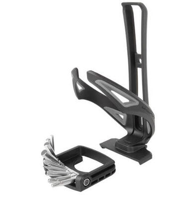 Portaborraccia nero in plastica con multitool a 9 funzioni.