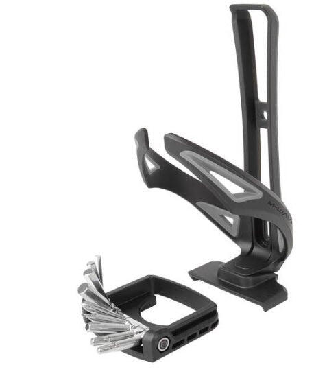 Portaborraccia nero in plastica con multitool a 9 funzioni.