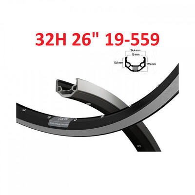 Cerchio Ryde ZAC19 26 pollici alluminio 32 fori nero CNC.