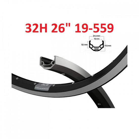 Cerchio Ryde ZAC19 26 pollici alluminio 32 fori nero CNC.