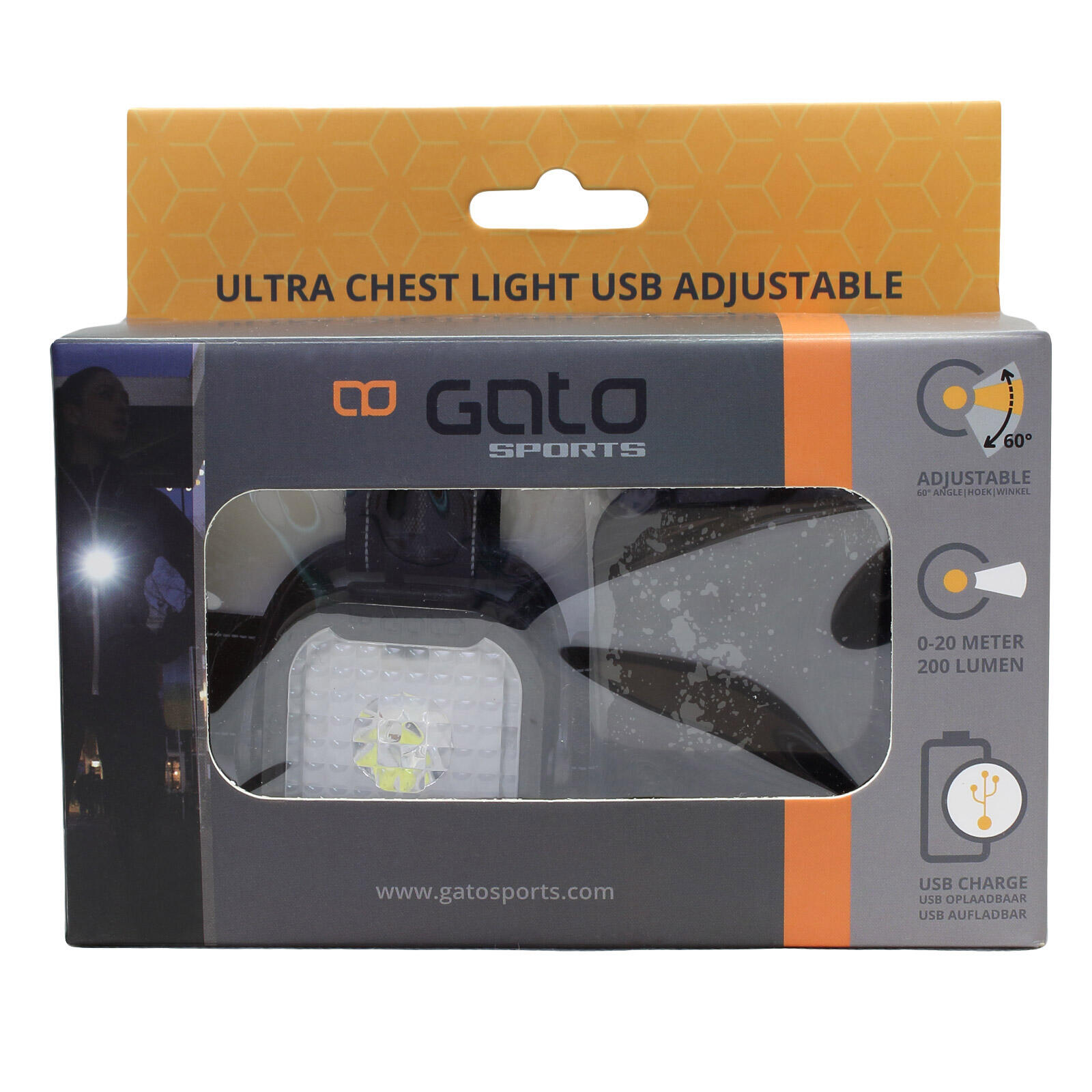 Gato ultra poitrine légère USB noire réglable unique 2/2