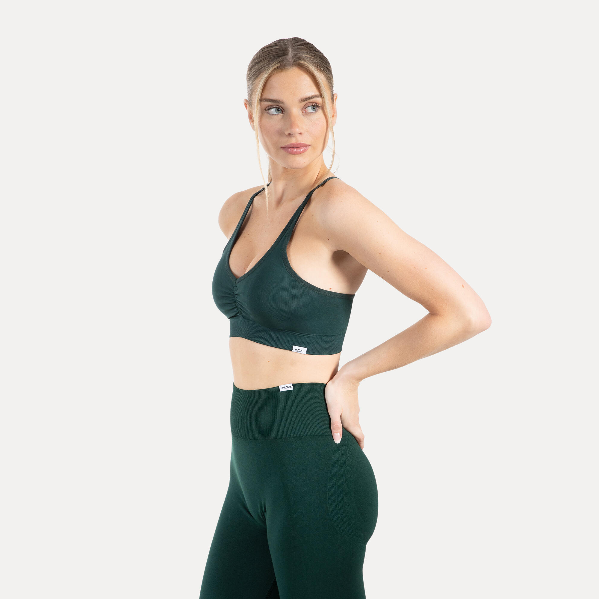 Damen Sport BH Solid Scrunch Petrol 2/5