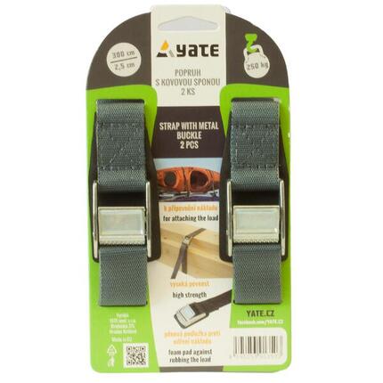 Sangle YATE 2,5x300 cm lot 2 PAD noire boucle métal coussin mousse 250 kg
