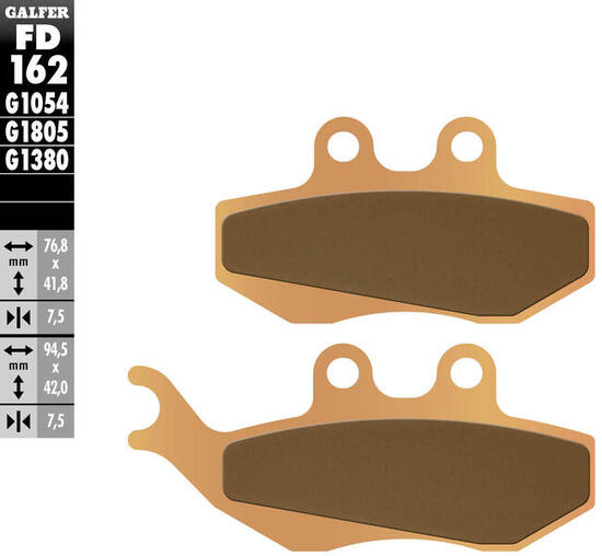 GALFER FD162 G1380 - Pastiglia freno in metallo sinterizzato.