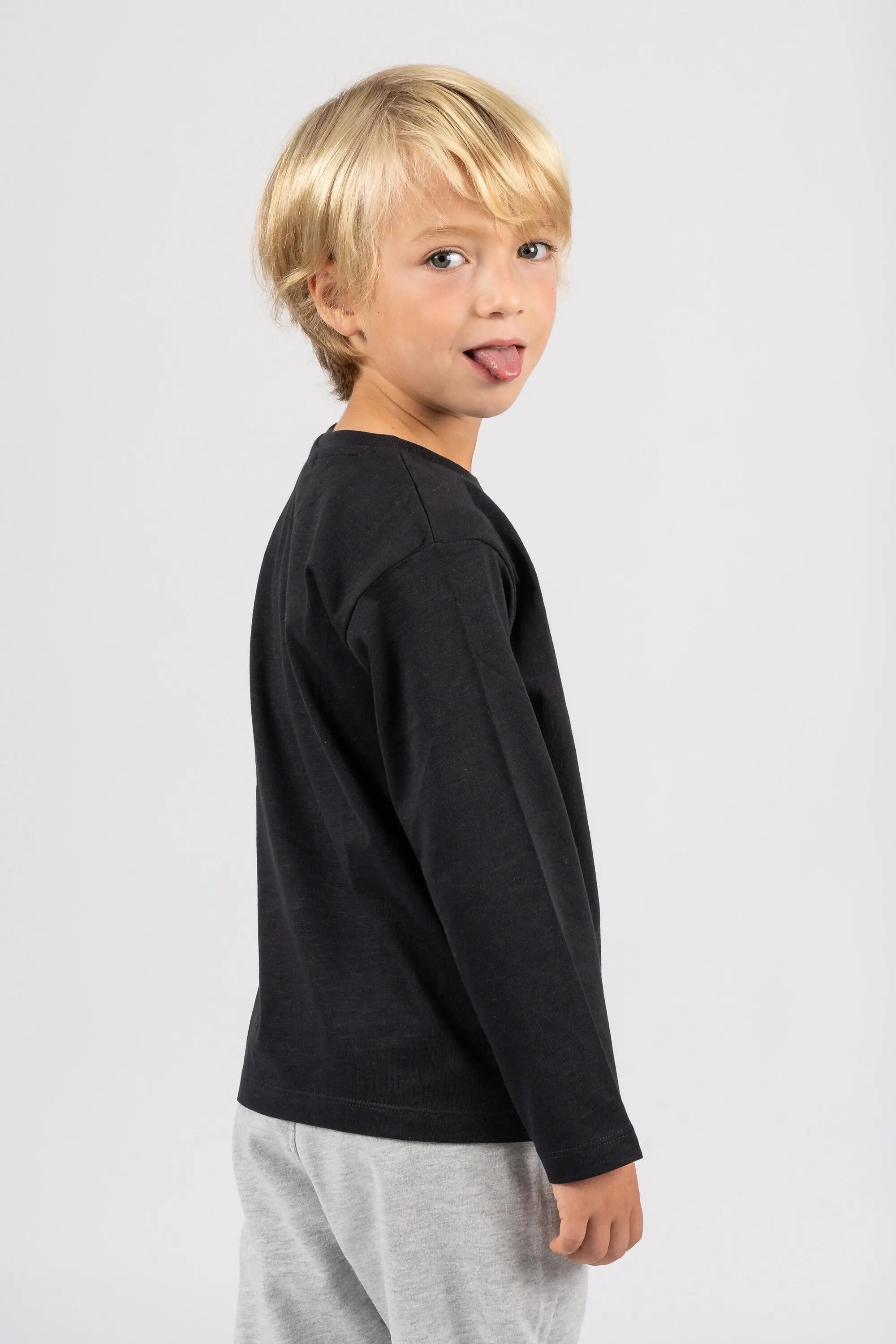 Camiseta preta de manga comprida para meninos, estilo skate 2/4