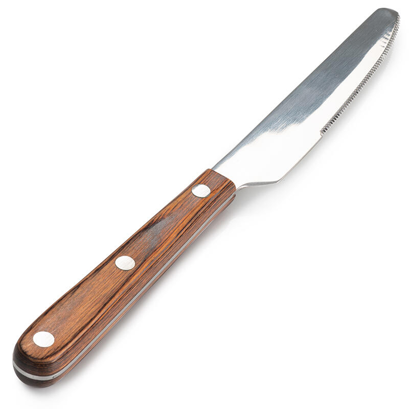 Couteau de table GSI Rakau 21,6 cm, lame inox, manche bois recyclé stratifié 1/1