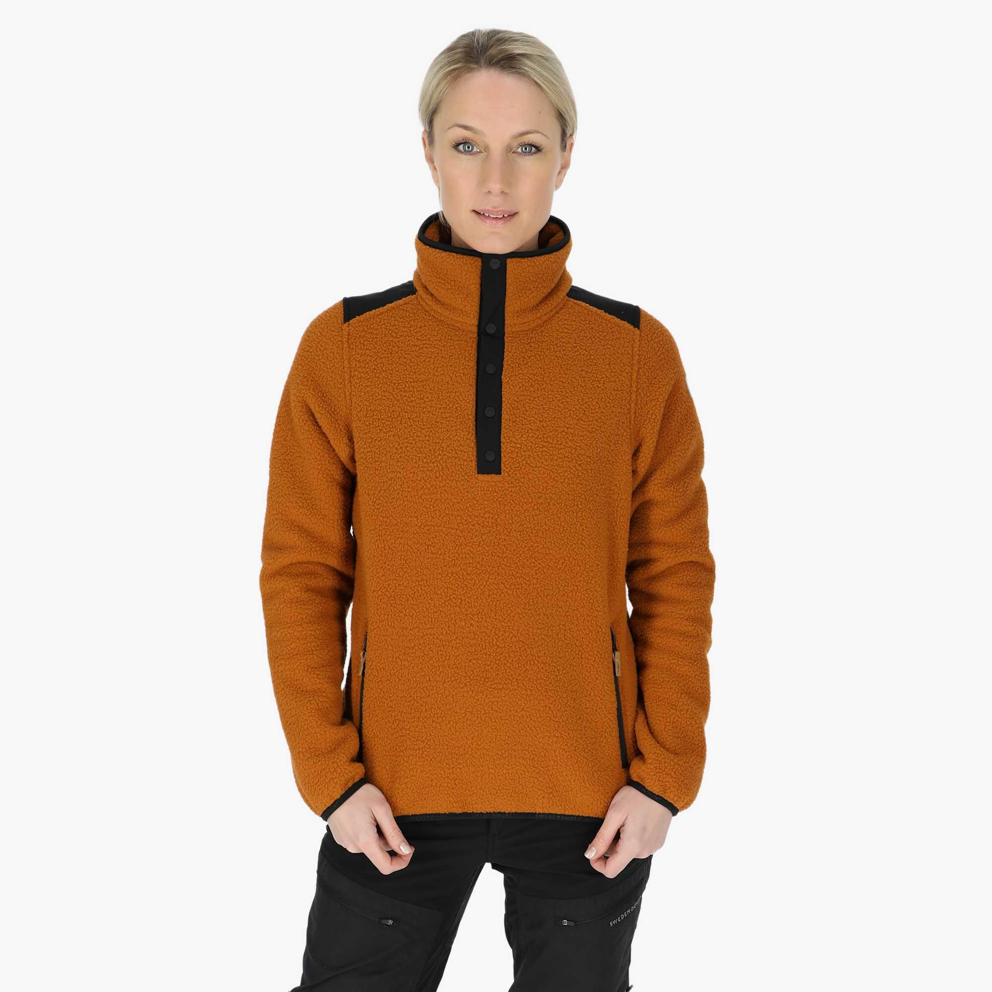 Swedemount - Polaire Randonnée Femme Manches Longues ½ Zip Nordkap Pile Halfneck - Polaire - Beige|noir - Decathlon