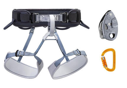 Petzl Kit escalade CORAX + GRIGRI S/M-D taille 2 gris, baudrier réglable