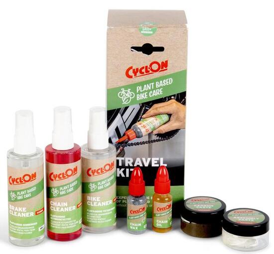 Cyclon Travel Kit — kit manutenzione bici da viaggio 100% vegetale.