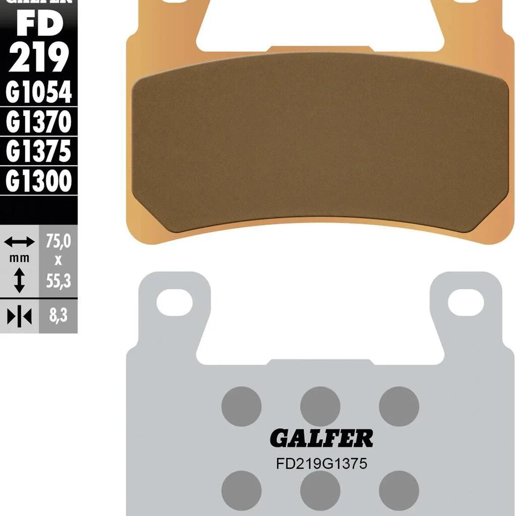 GALFER FD219 Brake Pad (G1375) — sin. metal str.&sp., One Size.