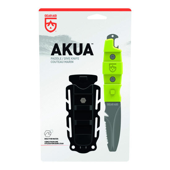 Couteau de plongée Gear Aid AKUA 3" lame inox 420 titane, manche vert visib.