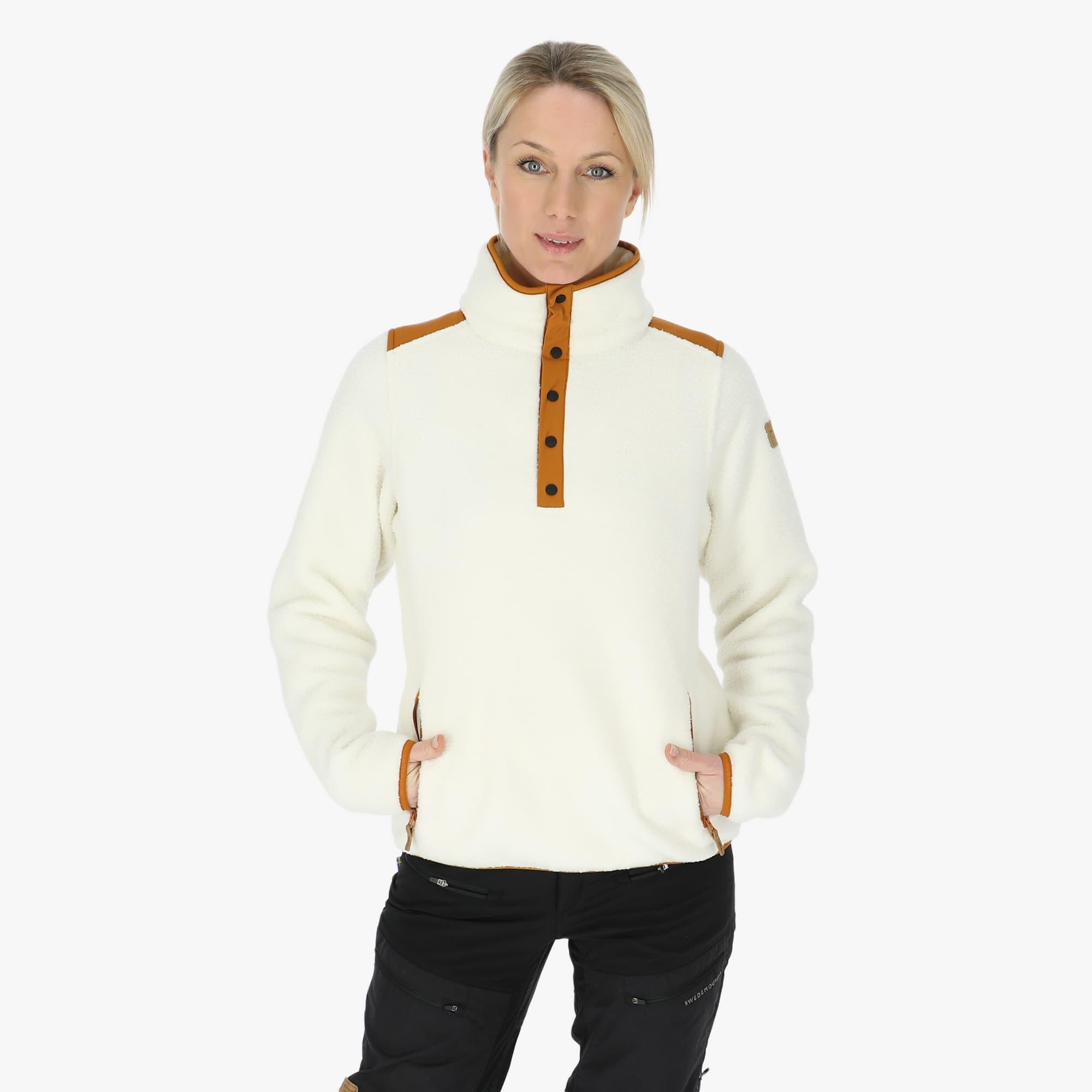 Swedemount - Polaire Randonnée Femme Manches Longues ½ Zip Nordkap Pile Halfneck - Polaire - Beige|blanc - Decathlon
