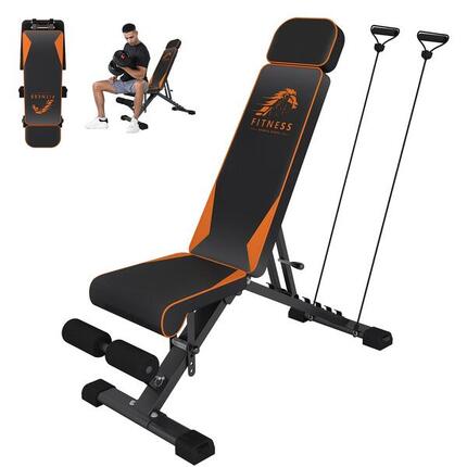 Banc de musculation pliable réglable 7 niveaux avec bandes de résistance