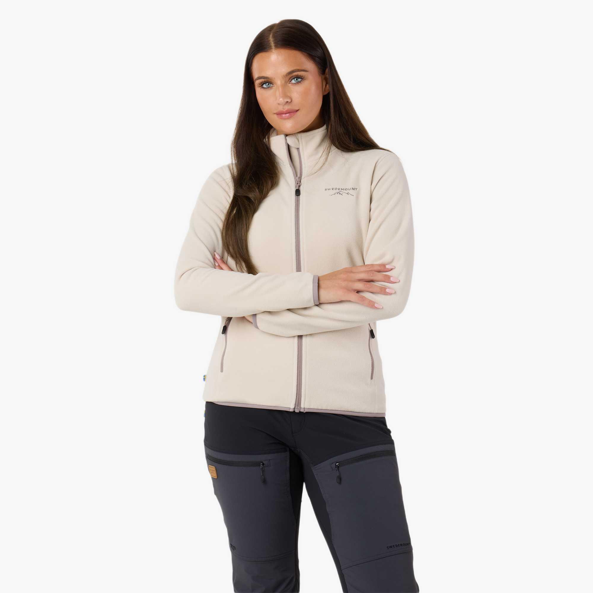 Swedemount - Veste Polaire Randonnée Femme Manches Longues Zippée Intégrale Stryn Fleece - Polaire - Beige|blanc - Decathlon