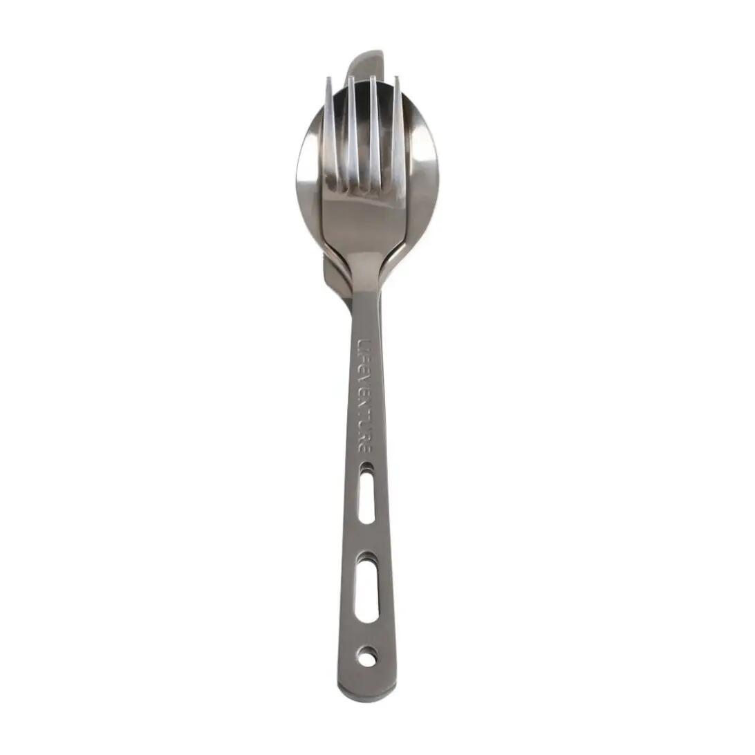 Set couverts Lifeventure 3 pcs alliage titane ultra‑léger poignées sablées 59g 2/4