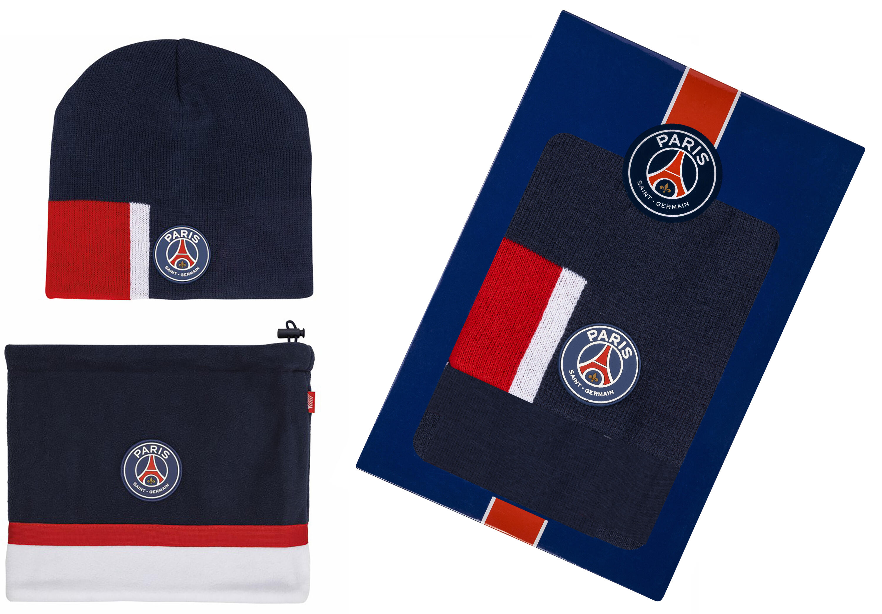 Coffret PSG Officiel - Bonnet + Tour De Cou Paris Saint Germain - Taille Adulte