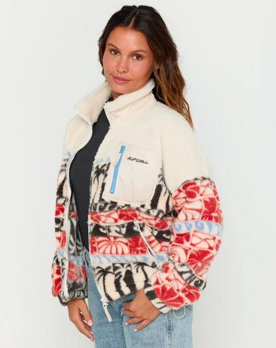 Veste Polaire Femme Rip Curl "OCEANIC ZIP THRU POLAR FLEECE" XS Beige 3/7