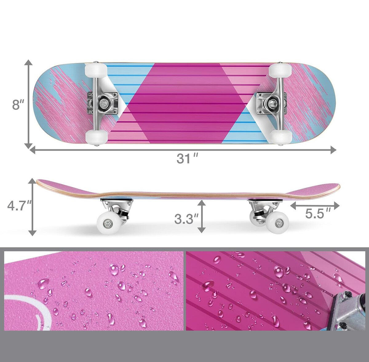 Suotu Skateboard Roze 2/5