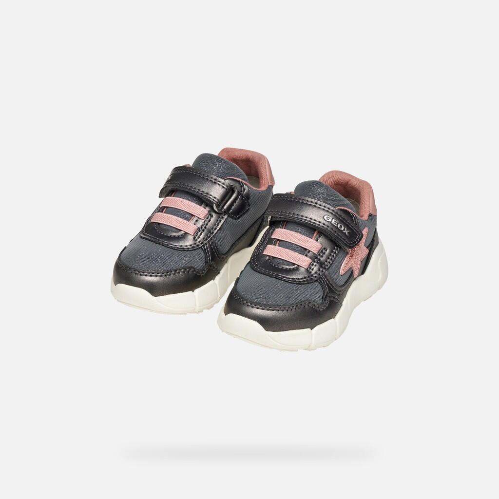 Baskets Bébé Fille FLEXYPER MINI BABY GIRL Gris Foncé/Rose Clair 3/7