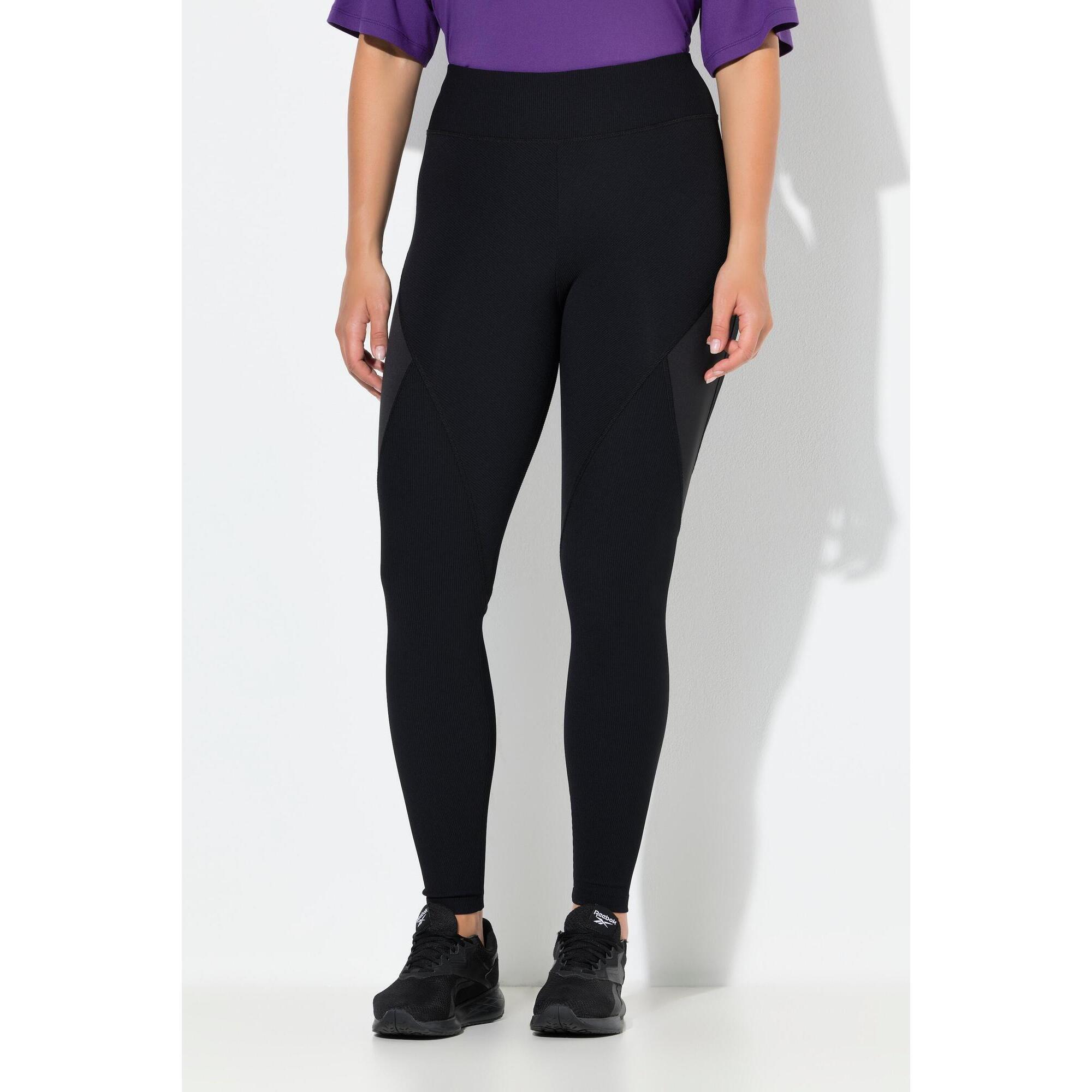 Ulla Popken - Femme Legging Technique En Jersey Côtelé Recyclé Poche Zippée À L'Arrière - Legging - Noir - Decathlon