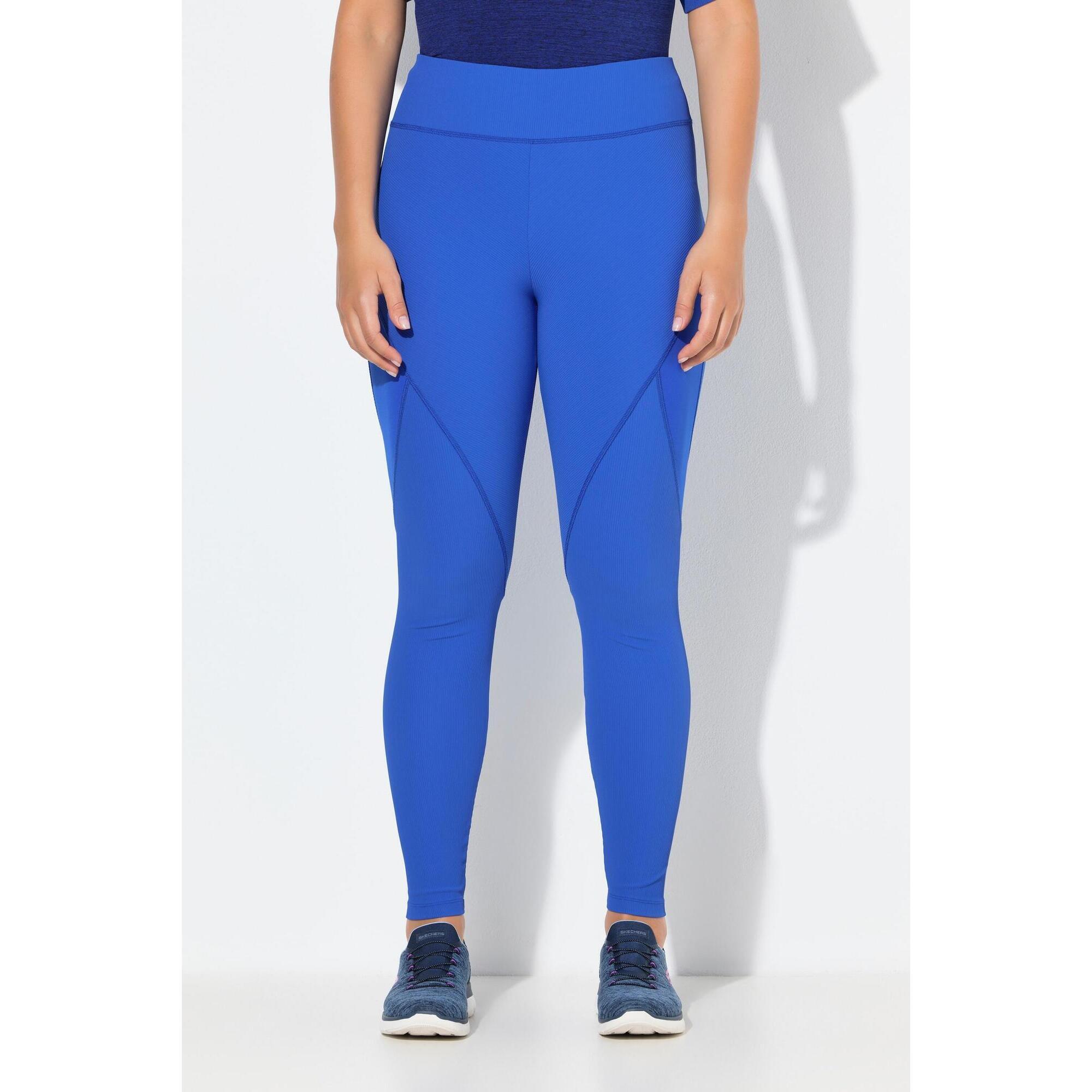 Ulla Popken - Femme Legging Technique En Jersey Côtelé Recyclé Poche Zippée À L'Arrière - Legging - Bleu - Decathlon
