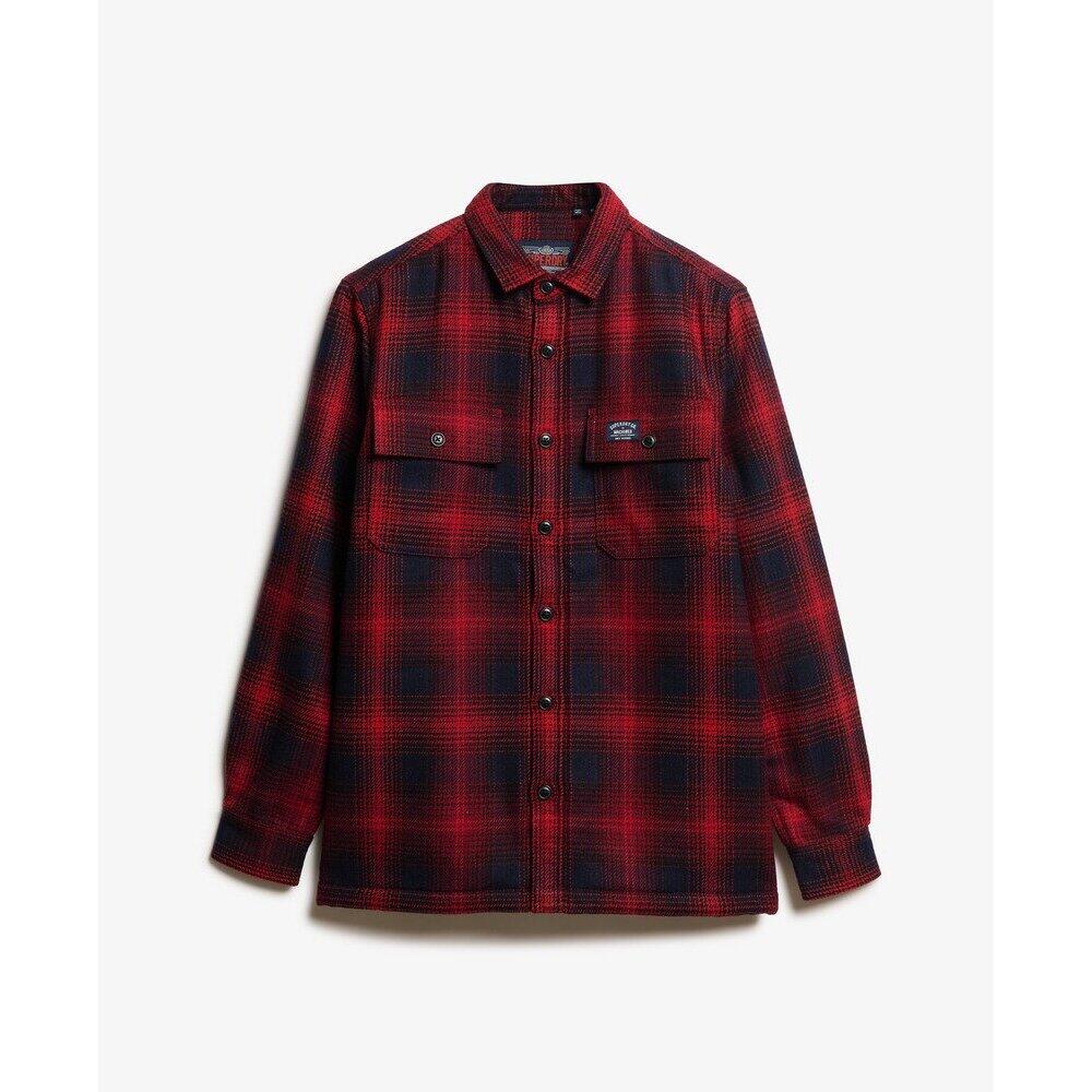 Superdry - Surchemise À Carreaux Zippée En Laine Avec Doublure En Polaire Superdry - Chemise Manches Longues - Rouge - Decathlon
