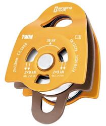 Poulie double Singing Rock TWIN orange légère duralumin 94% 13 mm