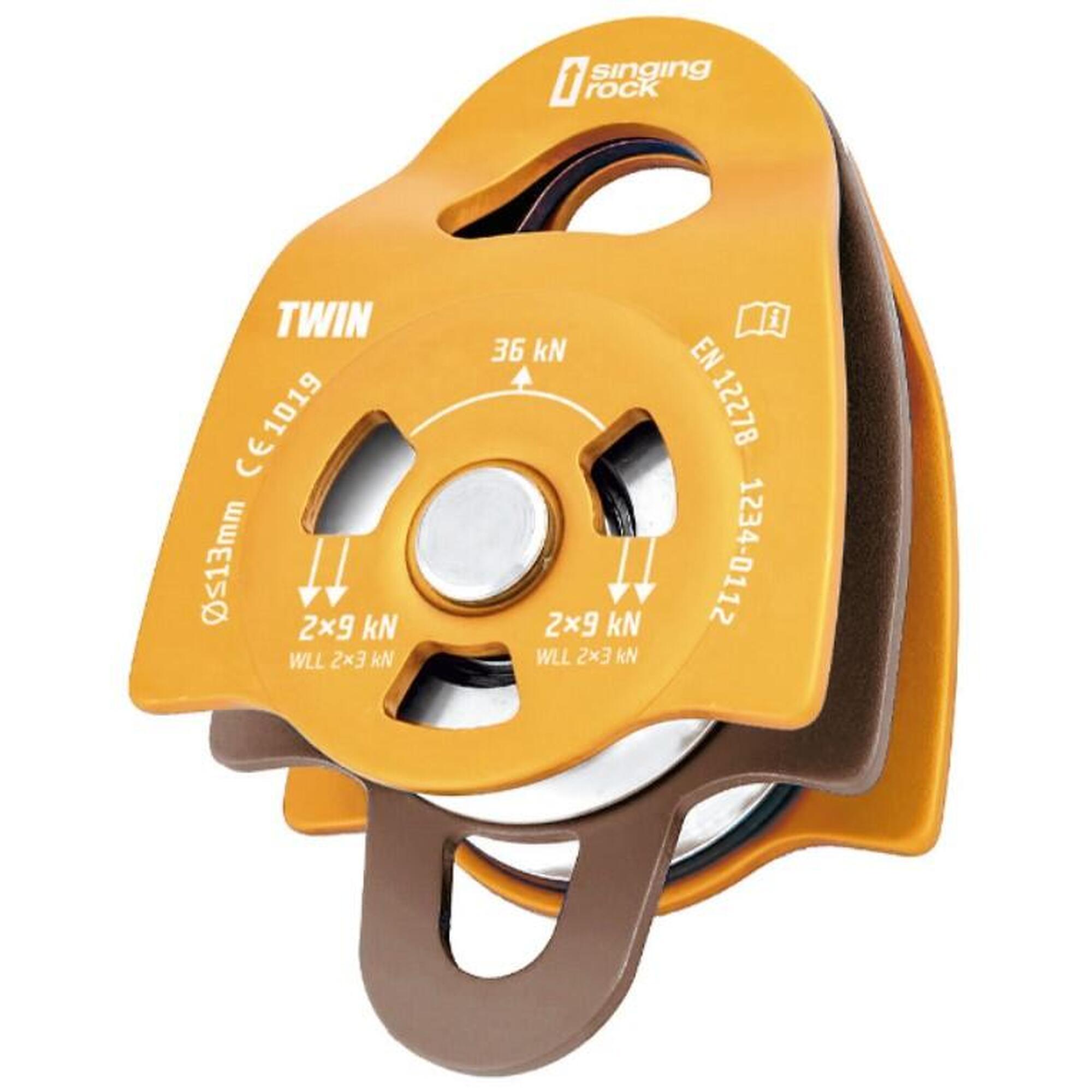 Singing Rock - Poulie Double Singing Rock Twin Orange Légère Duralumin 94% 13 Mm - Mousqueton - Orange - No Size - Decathlon